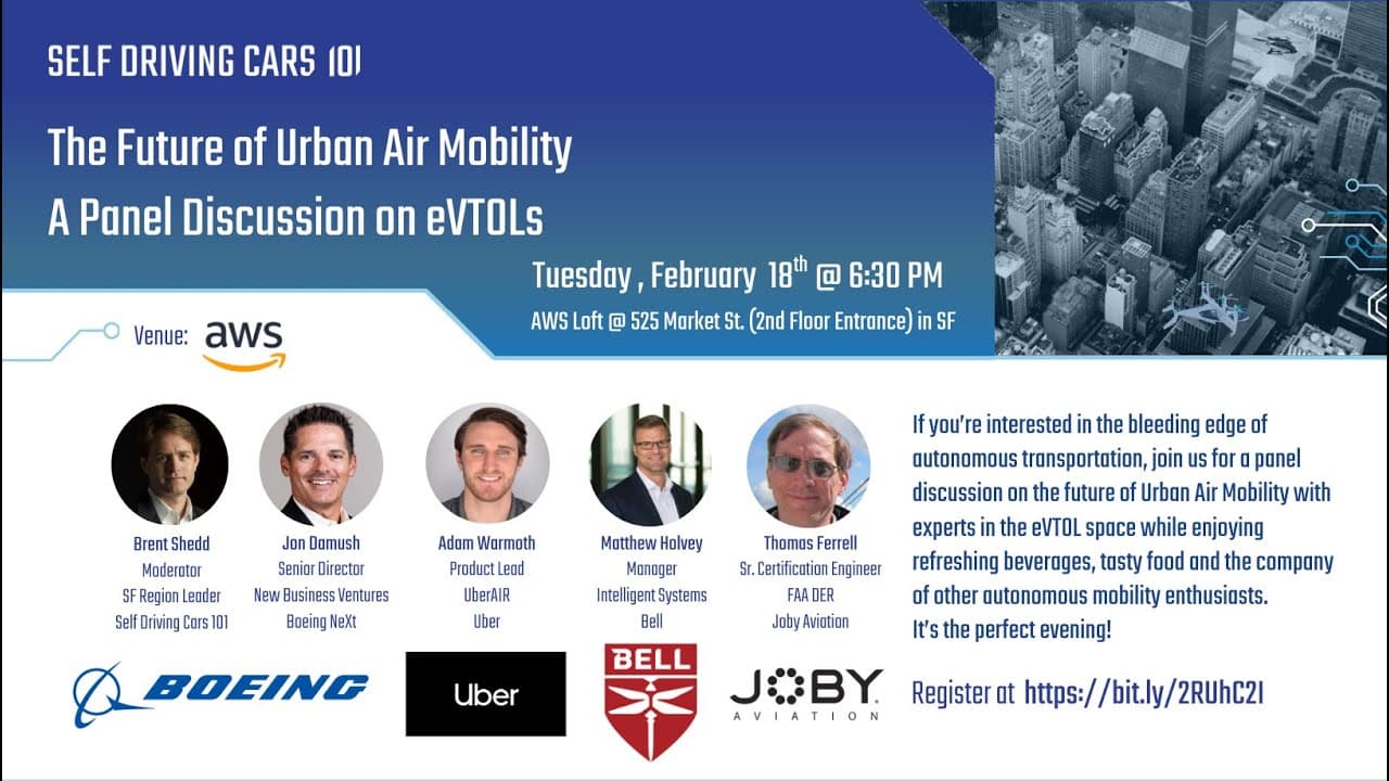 SF Self Driving Cars 101 - Future of Urban Air Mobility Panel