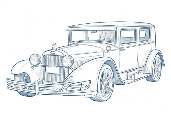 Hand-drawn sketch of a 1920s Chandler sedan.