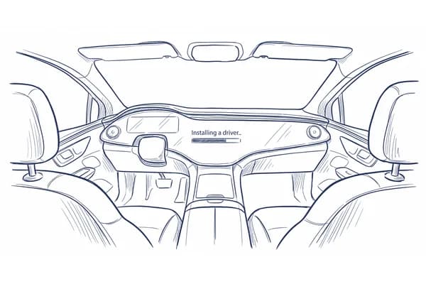 Hand-drawn sketch: installing a driver.