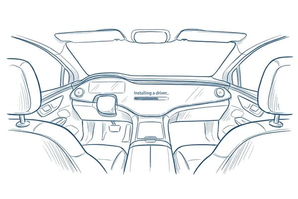 Hand-drawn sketch: installing a driver.