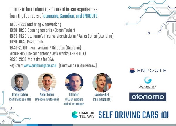 Self Driving Cars 101 - future In-Car experience (otonomo, Guardian, ENROUTE)